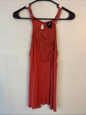 Daytrip Rust Red Crochet-Front Tank Top